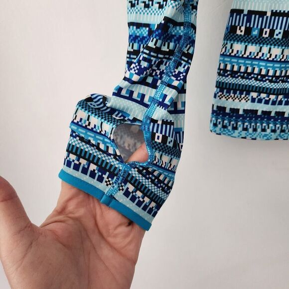 Nike Pro Dri Fit blue‎ Aztec 1/2 zip long sleeve pullover running womens S - Picture 4 of 8